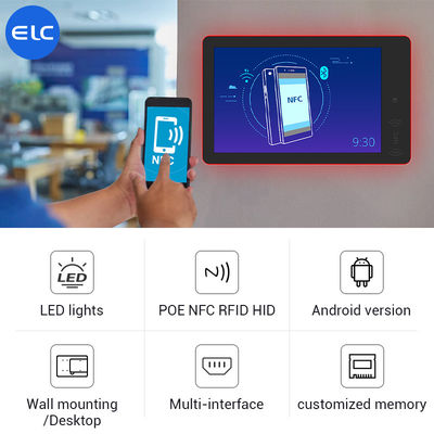 RK3568 Wall Mount Digital Signage Android 12 Touch Screen Indoor POE NFC LED Light For Meeting