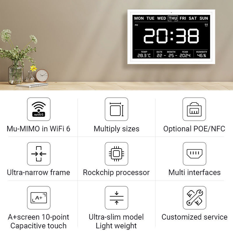 Ultra-Slim Touch Screen Tablet Smart Home Timing Tablet WiFi 6 With Mu-MIMO For Calendar Schedule Display