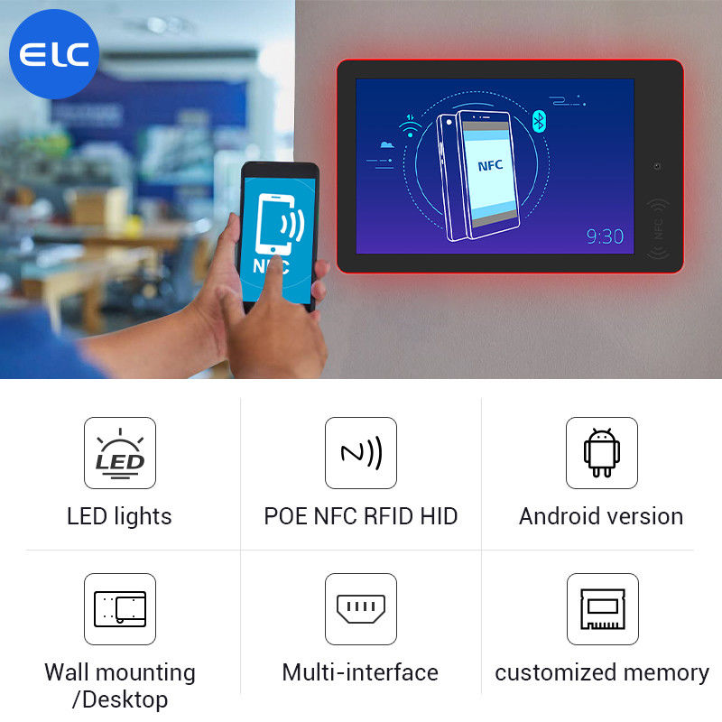 RK3568 Wall Mount Digital Signage Android 12 Touch Screen Indoor POE NFC LED Light For Meeting