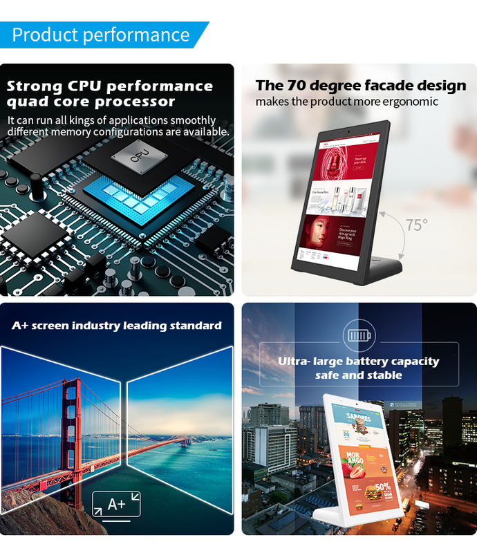 L-Shaped Android Touchscreen 10.1'' RK3568  Quad core cortex A55  Vertical Digital Signage for restaurants menu screen