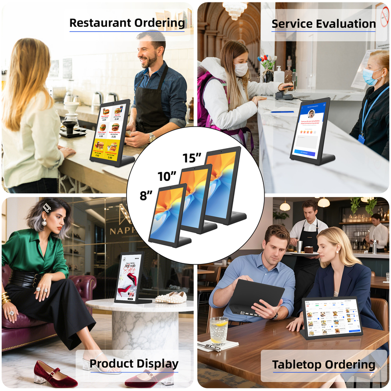 L Shape Capacitive 10 Inch Android Tablet Touch Screen Menu Display POE RJ45 NFC Camera