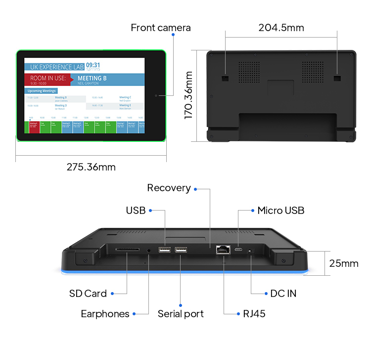 10.1 Inch POE Android Meeting Room Tablet with Quad Core RK3288