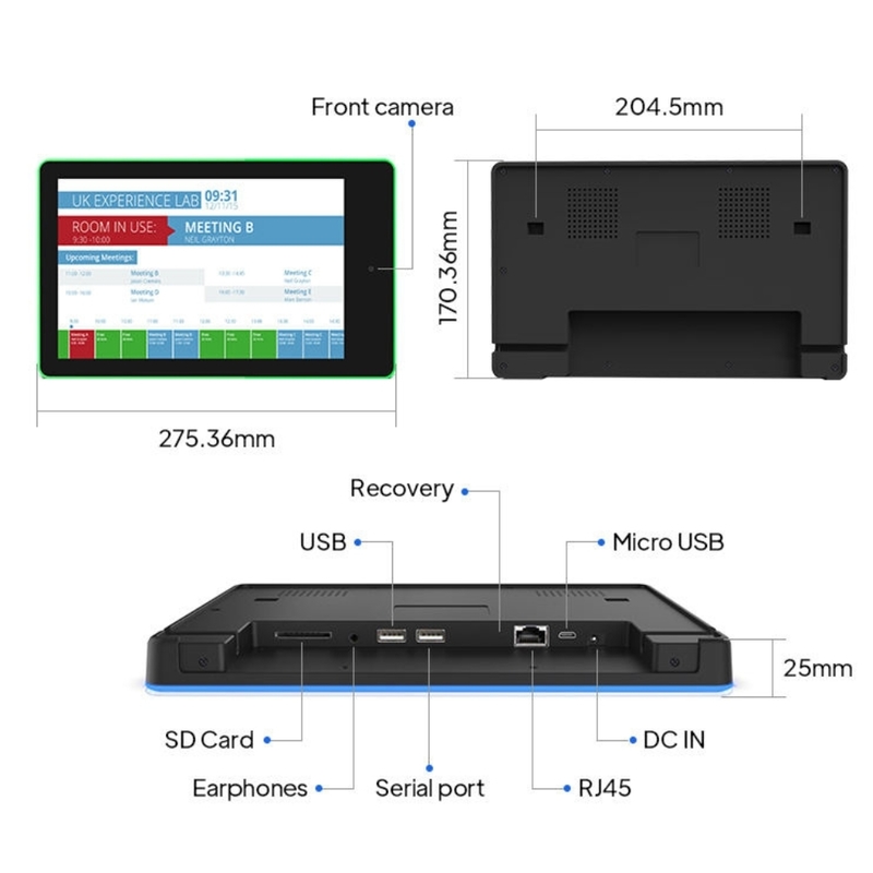 10 Inch Wall Mount Android Meeting Tablet with LED Light Bar
