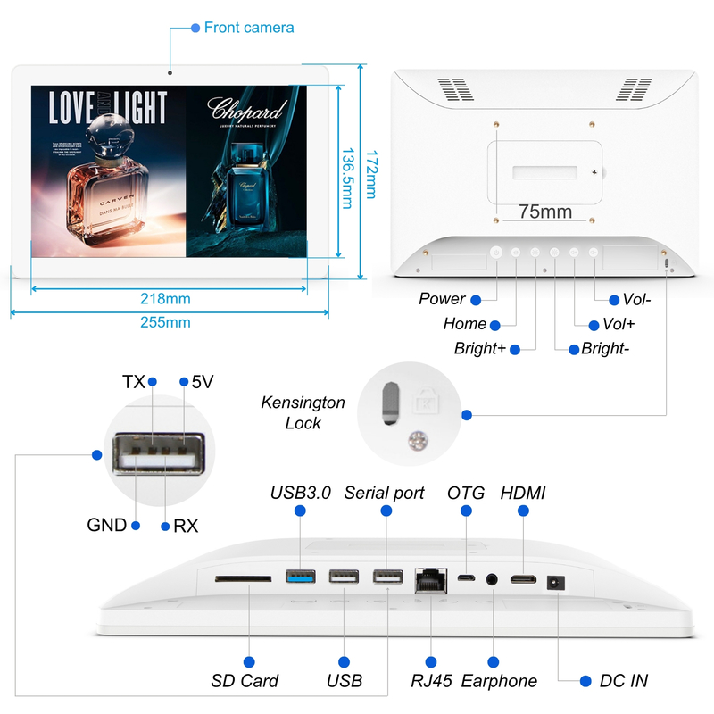 10.1 Inch Wall Mounted Tablet Digital Signage FCC, CE , ROHS , Quality under Guarantee  More details Customizable