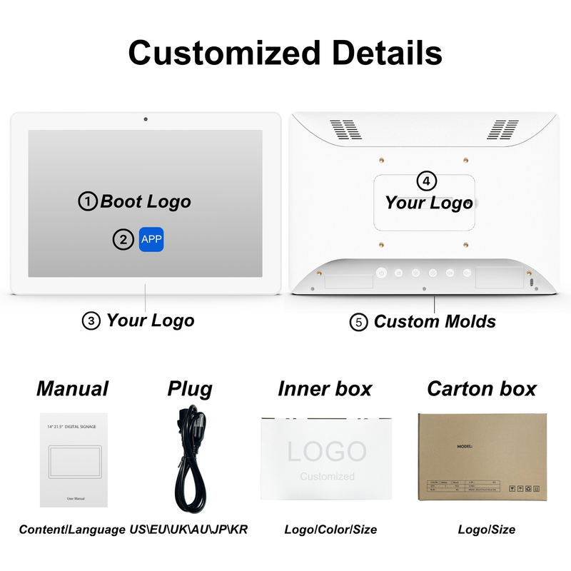 10.1 Inch Wall Mounted Digital Signage Customizable FCC, CE , ROHS