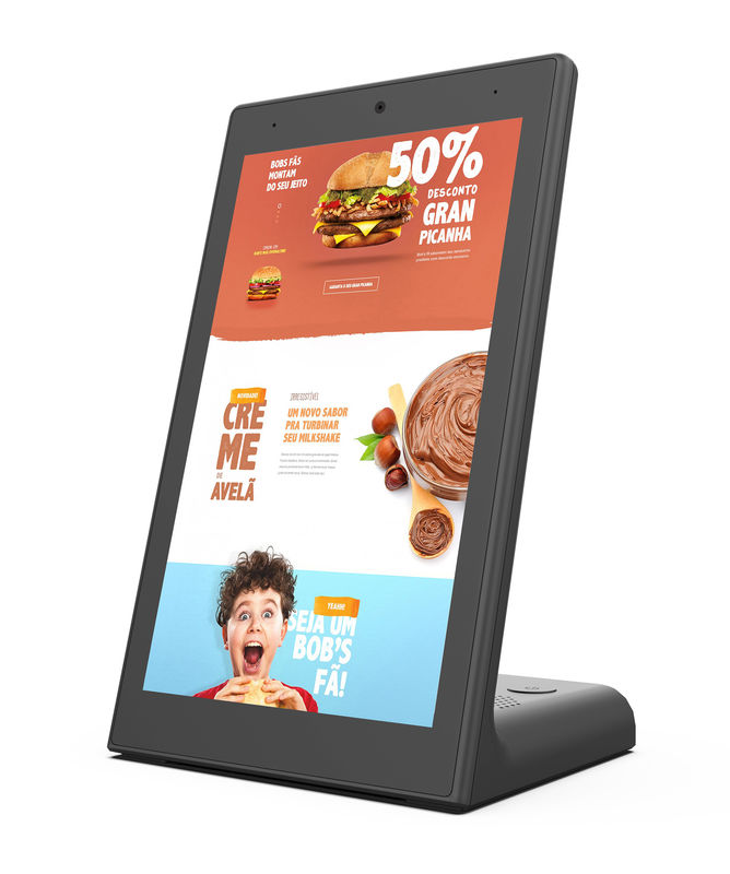 RK3399 NFC Customer Feedback Restaurant Ordering Tablet L Shape 8 Inch LCD Panel