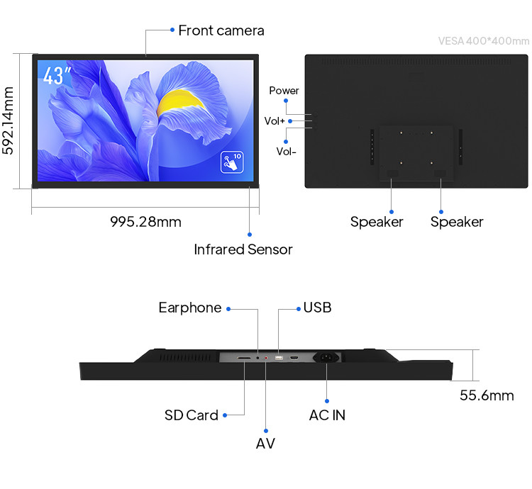 44 Inch Full HD IPS Interactive Digital Display Screens For Office Meeting